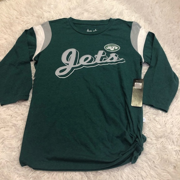 New York Jets 3/4 raglan T-Shirt Side Tie Touch Alyssa Milano women’s Size M NWT - Picture 1 of 8